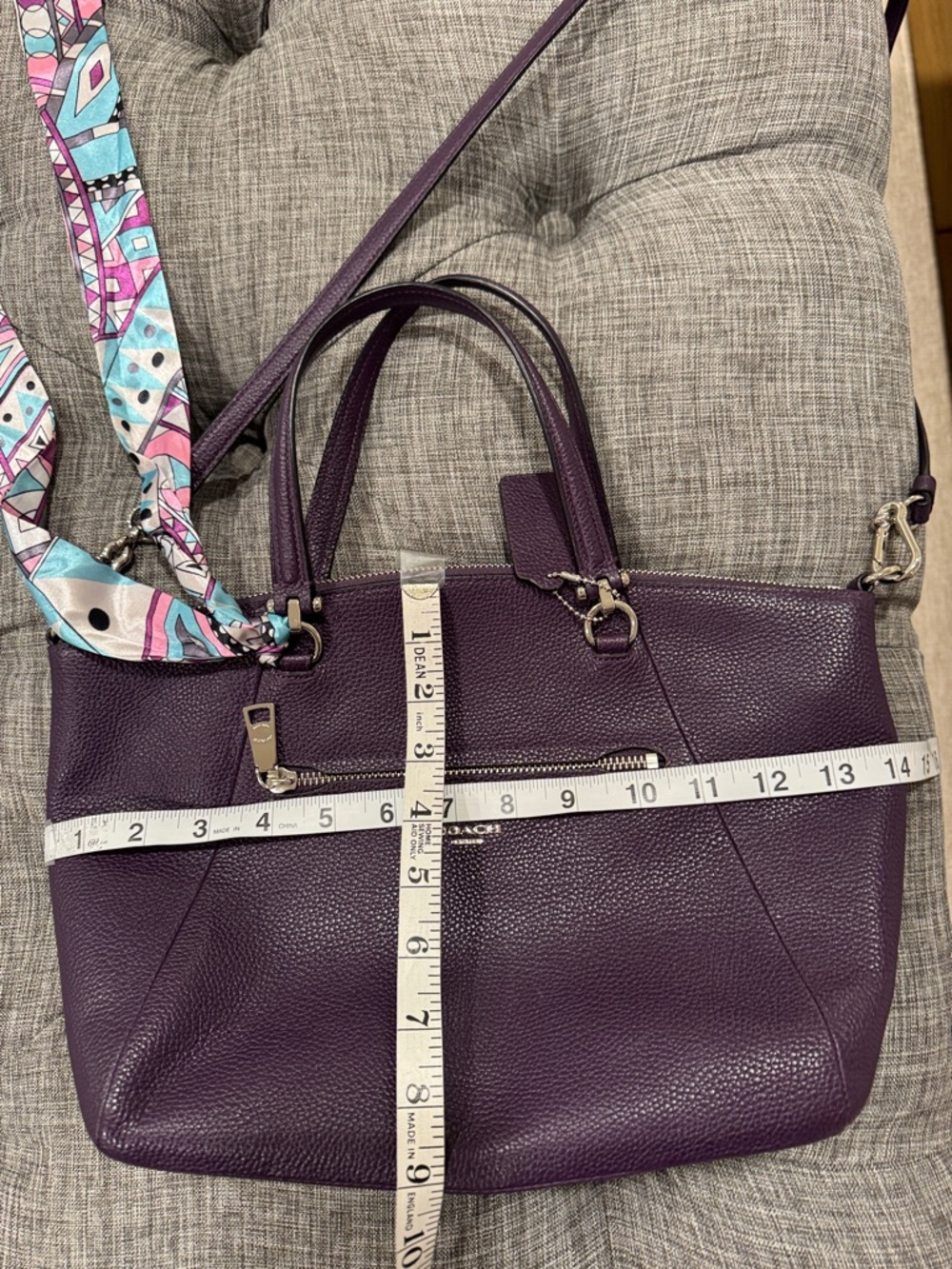 COACH Bag Prairie Purple Leather Satchel Tote EUC - Picture 16 of 17